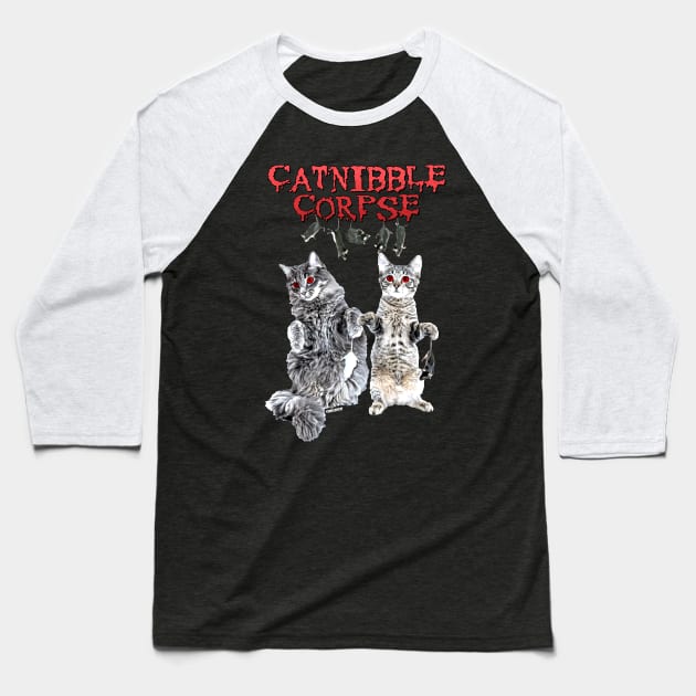 Cat corpse Baseball T-Shirt by darklordpug